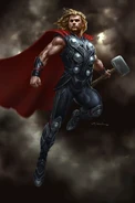 Production concept art of Thor for The Avengers.