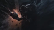 Thor and Iron Man fighting.