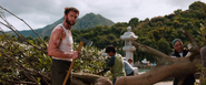 Logan helping clear a fallen tree in Nagasaki