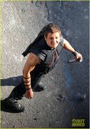 Jeremy Renner on set