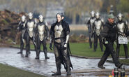 Malekith and his Dark Elves on set.