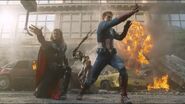 Captain America and Thor defend against an alien attacker.