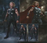Production concept art of Thor for The Avengers.