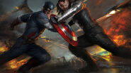 Concept art of Captain America battling The Winter Solider.