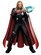 Concept art of Chris Hemsworth wielding Mjölnir as Thor.