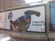 Promotional billboard featuring Captain America.