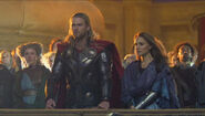 Jane with Thor in Asgard.