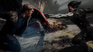 Concept art of Rogers battling the Winter Soldier.