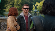 Hawkeye smirks at Loki