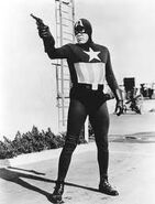 Captain America portrayed by Dick Purcell in the 1944 serial.