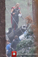 Chris Hemsworth on set in Guildford, England