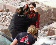 Elizabeth Olsen on set