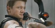 Hawkeye targets Loki (promotional still)