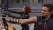 Romanoff fighting beside Clint "Hawkeeye" Barton