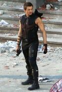 Jeremy Renner on set