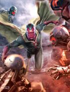 Promotional art of Vision vs. Ultron Sentinels