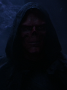 Johann Schmidt portrayed by Hugo Weaving and Ross Marquand in the Marvel Cinematic Universe.