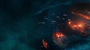 Ships near the destroyed Xandar, seeking help, in Chapter 9.