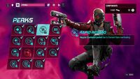 Perks menu screen