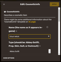 Screenshot of Edit Template window