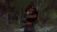 Hunter petting Ebony