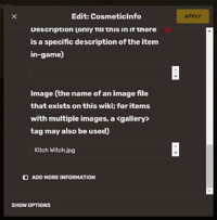 Screenshot of Image parameter