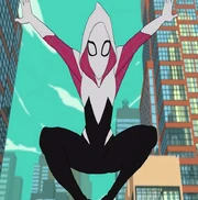 Gwen Stacy Starts Over as Ghost-Spider With a Mask At The End in Episode The Day Without Spider-Man How She's Start Her Web Swinging Practice With Spy-D And Spider-Girl