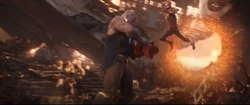 Spider-Man about to hit Thanos