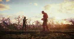 Captain America parvient à calmer Hulk rouge