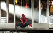 Spider-Man holding the Elevator