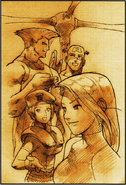 Guile with Captain America, Jill, and Psylocke in the ending