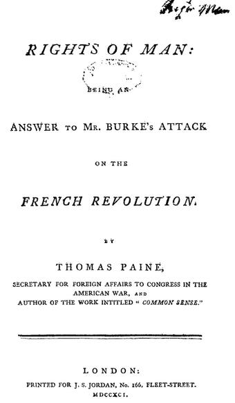 Thomas Paine, The Rights of Man (1791) | Mary Shelley Wiki