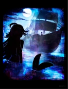 Little Mermaid looking at her prince on a ship