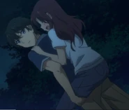 Masamune carrying Midori back to the house