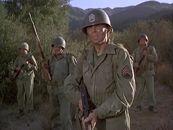 Sergeant-hawkeye get your gun.png (590 KB) Thomas Botosan as the Sergeant. He is leading a patrol that discovers Potter and Hawkeye in the foxhole after their Jeep was been blown up.