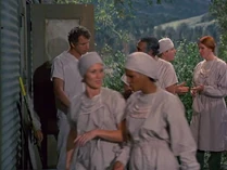 Red head nurse-the consultant.jpg (43 KB) The red headed nurse in the background talking to the corpsman is Lt. Peters, played by Mary Peters. In other episodes, she's usually seen dancing with Radar (for comedic effect, seeing as she's so tall).