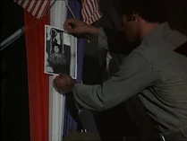 The photo of Hawkeye which Spearchucker is putting up is actually from a scene in the Pilot episode. Hawkeye is popping out of a mailbag in Lieutenant Dish's tent. Someone must have been closely following all his antics with Dish.