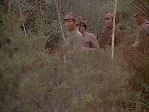 The soldier on the left (first in the line) is most likely Leland. He's the only soldier with a speaking part and he gives instructions to the rest so he must be the squad leader. The scene is from "Comrades in Arms".