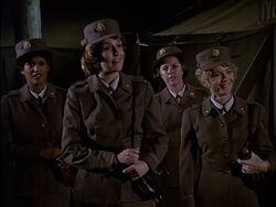 These four nurses planned to go to a party at I Corps, but decided to stay for the movie instead.