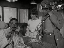 Margie acting in the Grouch Marx-like movie that Hawkeye and Trapper made. Scene from "Yankee Doodle Doctor".