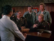 Barman-the consultant.jpg (44 KB) Hawkeye and Trapper meet Borelli in Tokyo. Tad Horino has a credit as the bartender in the foreground who doesn't get much of a speaking role.