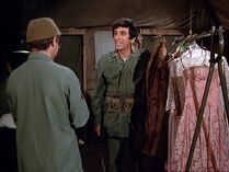 Klinger tells Radar what to do with his collection if he doesn't come back from the aid station. The mink coat is for Lieutenant Brown.