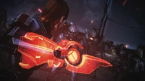 Shepard con omnicuchilla contra un cascarón en el ME3 remasterizado