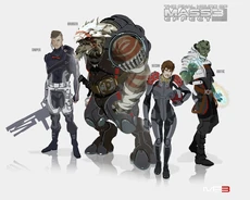 Concept art for player classes in Mass Effect Team Assault