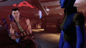 Fist spends his free time attempting to pick up asari, and is highly displeased at unwanted visits