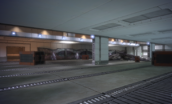 The interior of a geth military staging ground