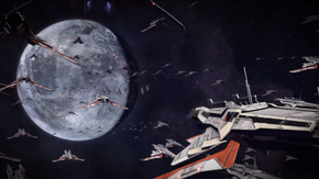 A portion of the turian fleet over Palaven