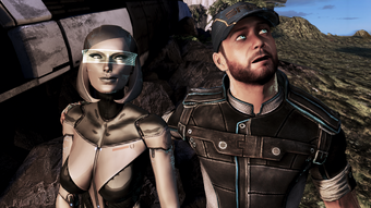 Joker and EDI amazed at the planet they crash-landed in