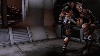 Like any upstanding citizen Zaeed does his part keeping the streets of Omega clean of vermin