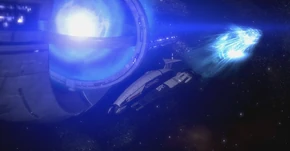 Exiting a mass relay's transit corridor